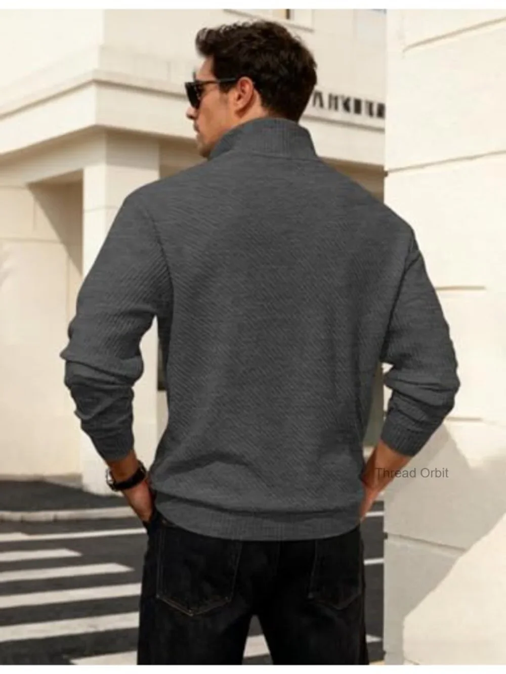 Quarter Zip Stand Collar Athletic Sweater Pullover Long Sleeve Sweatshirt